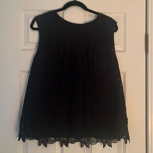 EUC Ann Taylor XXL navy lace sleeveless top